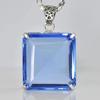 100 Ct Natural Blue Topaz Asscher Cut 925 Sterling Silver Gemstone Pendant