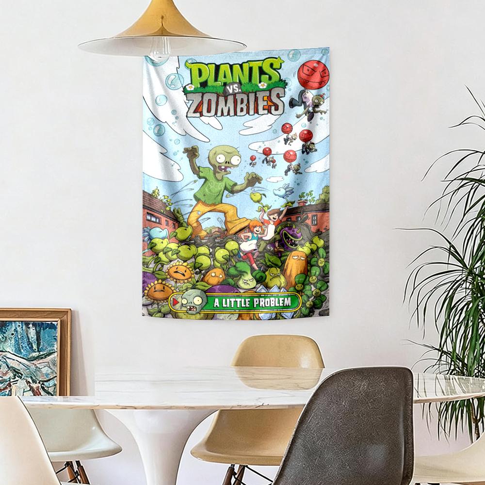 Plants Vs Zombies Retro Tapestry Handmade Look Great For Living Room Reading Corner Studio Wall Versatile Decor Hand Painted Style