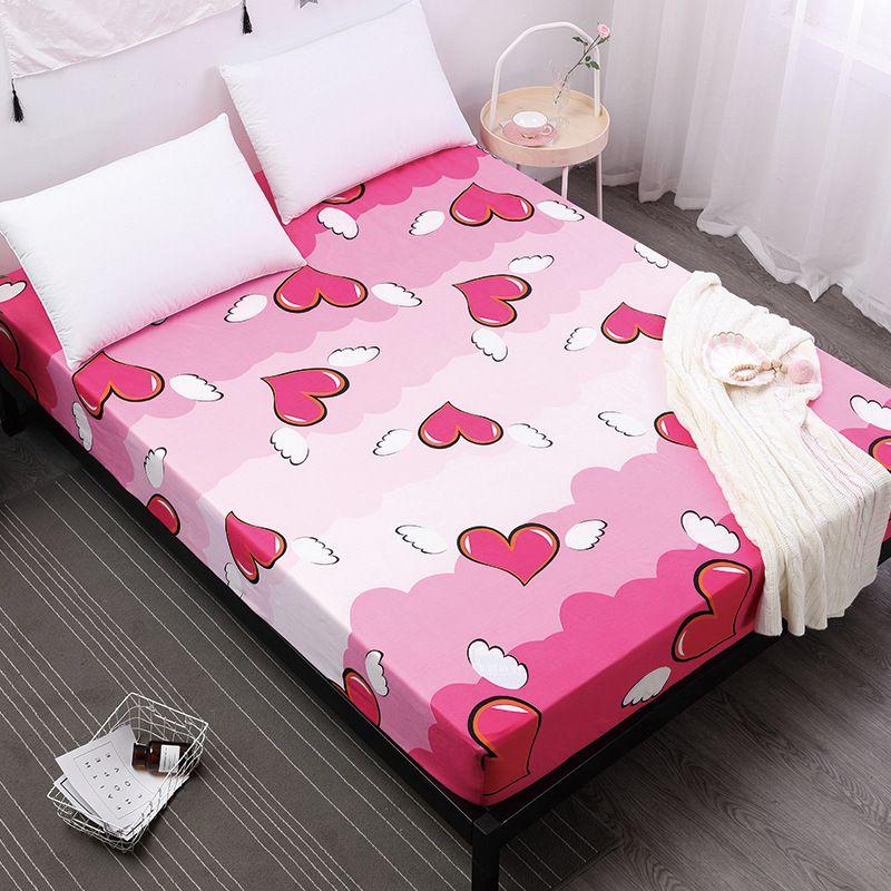 

Protective Mattress Cover Dustproof Fitted Sheet Bed Protector Case Home Decor Pink Heart,120x200x25cm
