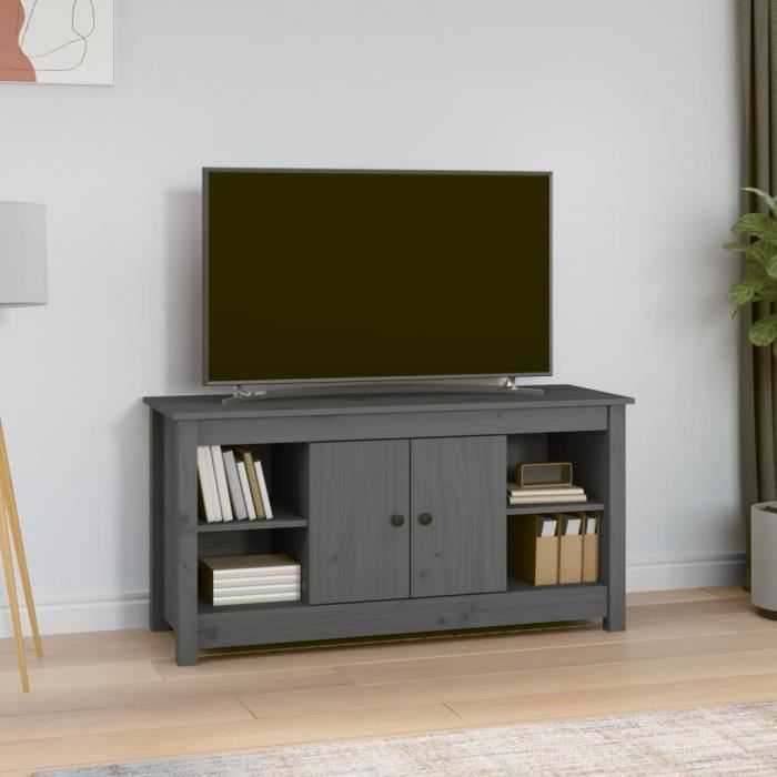 VidaXL Meuble TV Gris 103x36,5x52 cm Bois de pin massif 814576