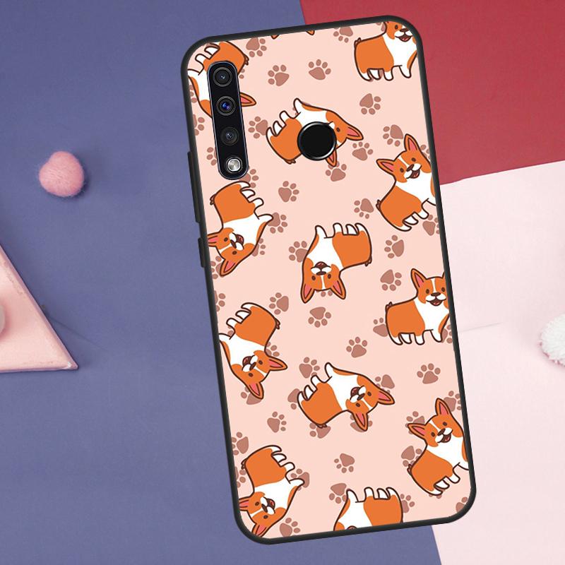 Cartoon Corgi Dog Case For Huawei Nova Y60 Y90 Y70 Y61 Y91 Y72 Y73 12s 12i 11i 8i 9 10 SE P30 P40 Lite P60 Pro
