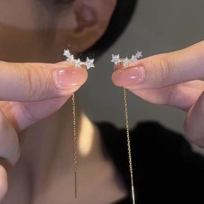 Elegant Star Chain Tassel Earrings for Women - Luxurious, Versatile, and Fashionable Niche Accessories
