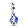 S925 Silver DIY Golden Virgin Mary Pendant Beaded Bracelet Necklace Set