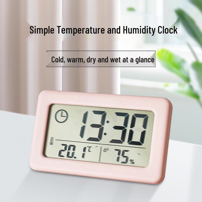Nordic Style Colorful Clock: Simple Electronic Display with Temperature and Humidity Monitoring, Thin and Convenient Design.