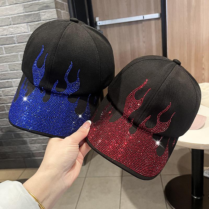 Fashion Hot-drilling Flame Baseball Cap for Men and Women Outdoor Personalized Street Style Sunshade and Sunscreen Cap