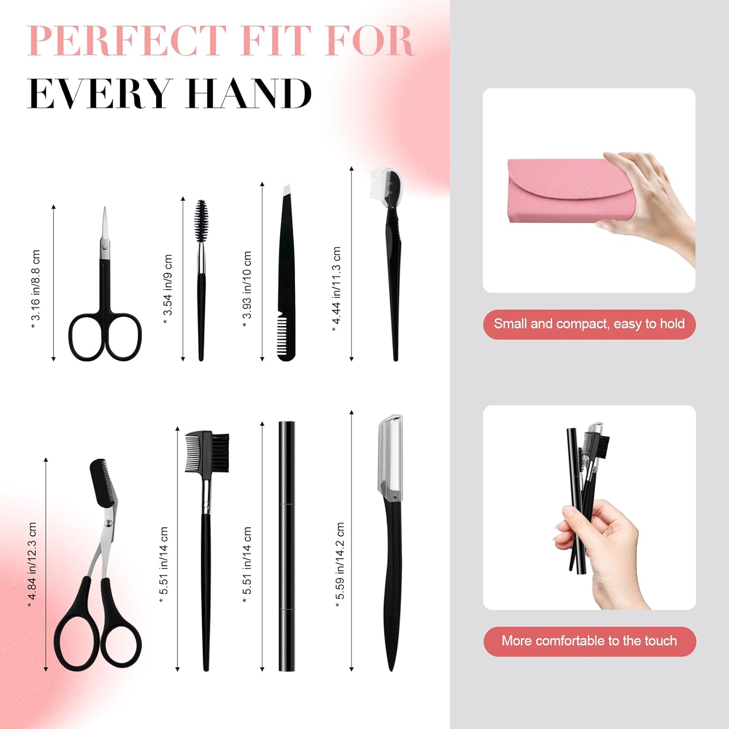 8-Piece Eyebrow Grooming and Trimming Kit with Travel Case - Precision Tweezers, Scissors, Razor, Comb & Brush for Shaping Brows at Home or Travel,
