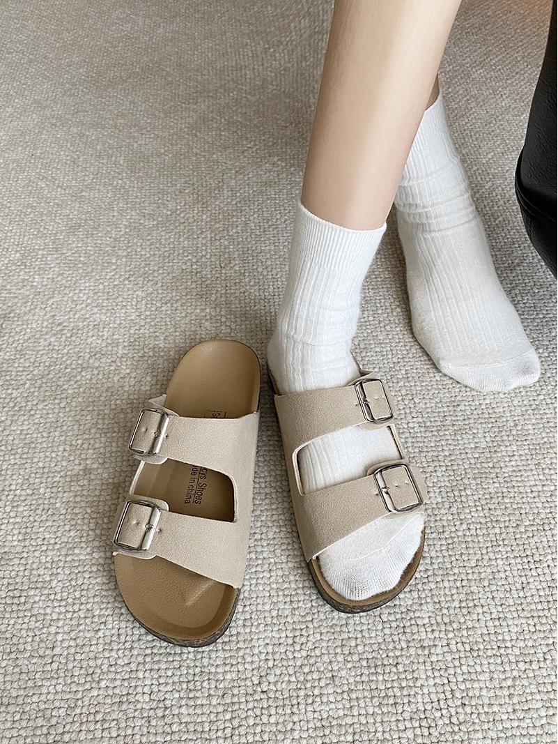 

Сандалии на толстой подошве в стиле ретро с двумя пряжками для летней одежды на открытом воздухе 2024 года 37 (One Size Down)