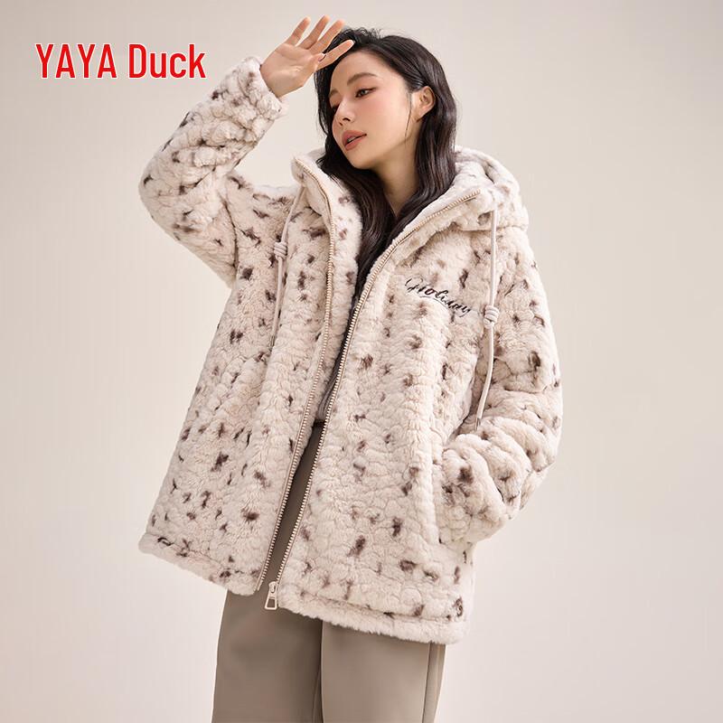 YAYA 2024 Autumn/Winter Women s Faux Rabbit Fur Down Jacket M