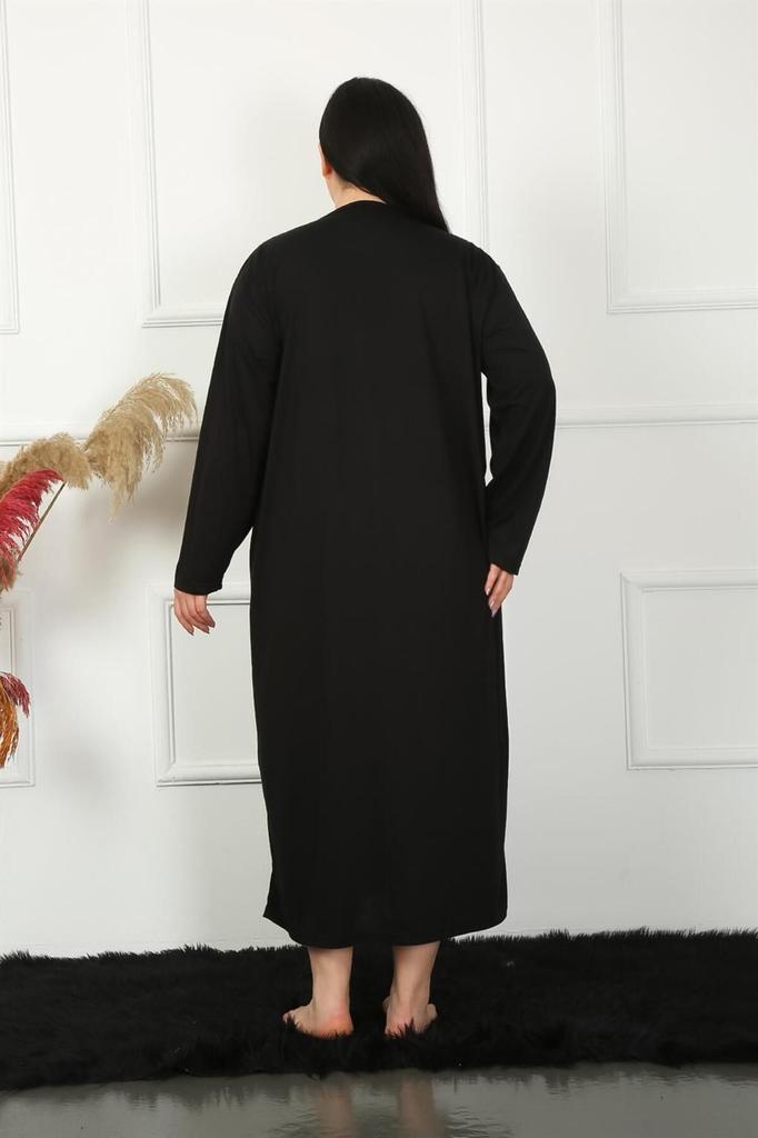 Modisches Damen-Nachthemd in großen Größen, langärmlig, lachsfarbenes Mutter-Nachthemd aus Spitze