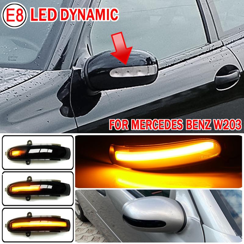 2piece LED Flowing Turn Signal Sequential Side Mirror Indicator Light For Mercedes Benz C Class W203 S203 CL203 2001 2002-2007