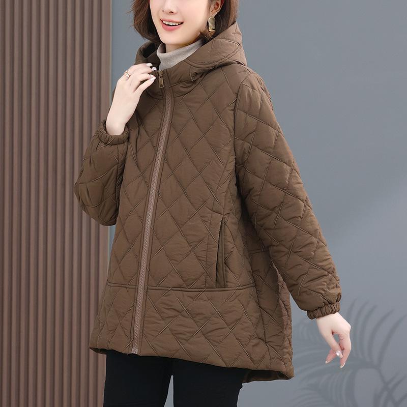 2024 Women's Mid-Length Slimming Cotton Jacket - Plus Size Winter Outerwear Trend