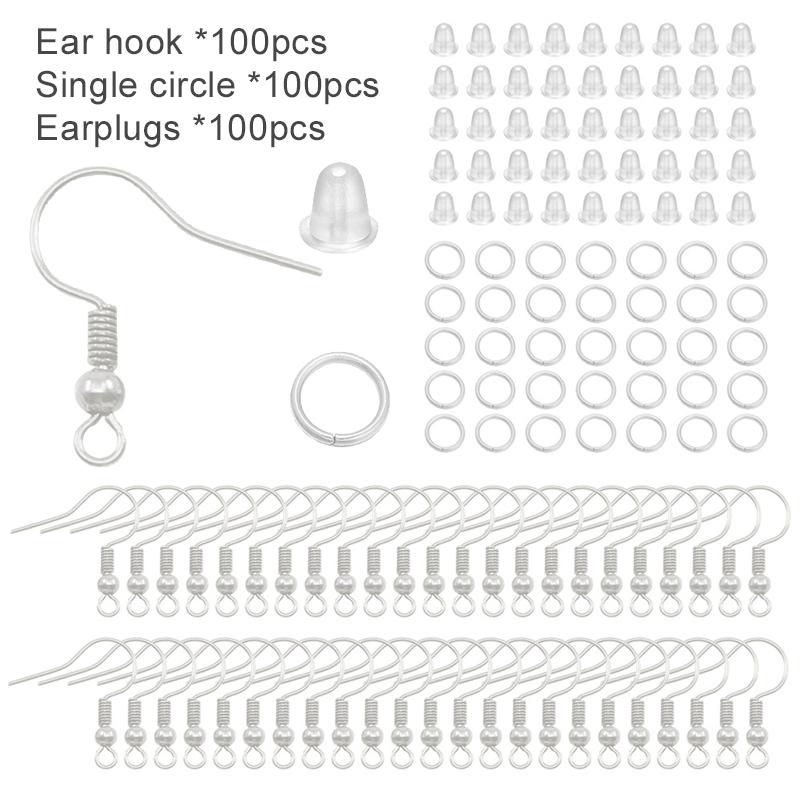 Earrings Kit Handmade DIY Jewelry Pendant Basic Accessories Big Ear Hook Blockage Single Circle for Earring Making Repair TMZ