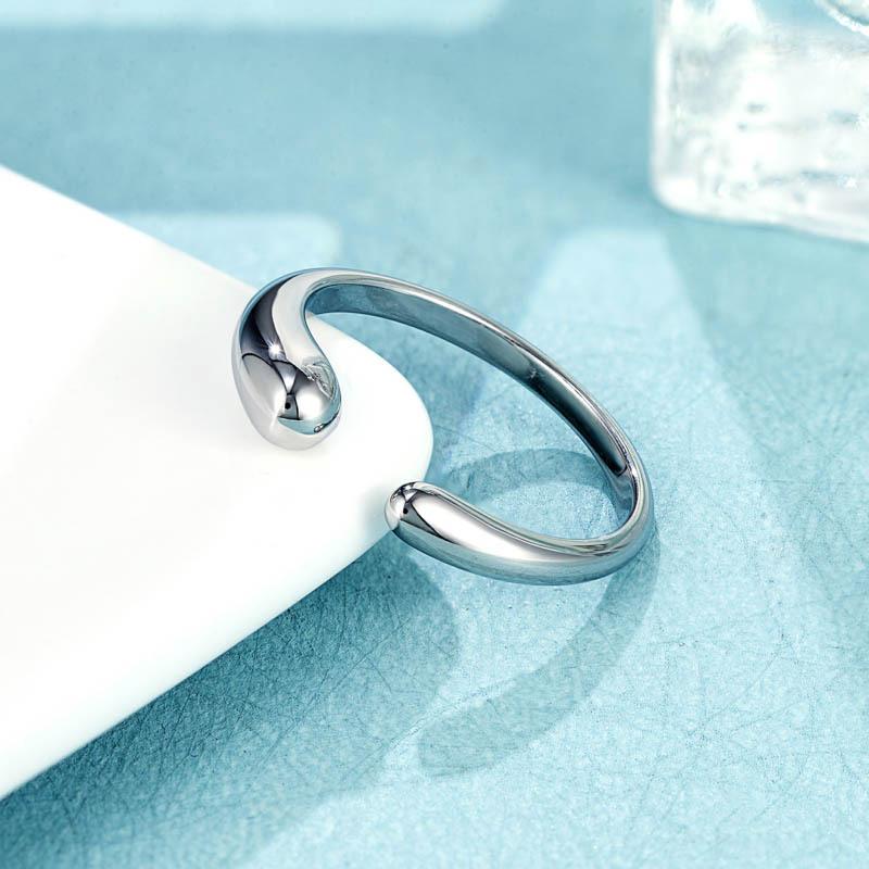 Simple Open Water Drop Ring, Titanium Steel Electroplated High-end Ring, Niche Geometric Accessories for Women