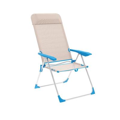 Marbueno Cadeira de Praia Dobrável 5 Posições Alumínio com Almofada Bege/Azul Praia e Piscina 69X58X109 cm 10175
