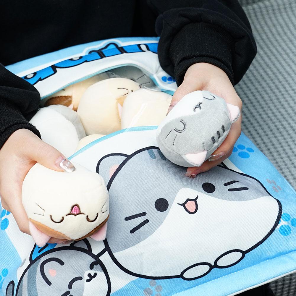 Cute Cat Snack Pillow Pudding Decorative Stuffed Dolls With Cat Pudding Kawaii Toy Plush Throw Pillow Gifts for Kids Girls