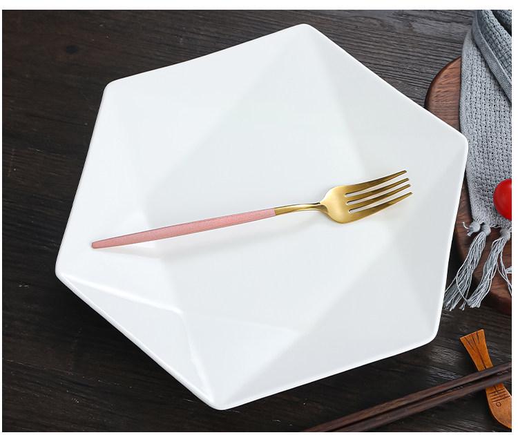 Hexagonal Ceramic Stir-Fry Plate for Home and Commercial Use