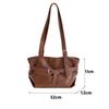 Yogodlns or Daily Commute Shopping Minimalist Vintage Glossy Tote Bag Belt Detail Large Capacity Zipper PU Water Resistant Shoulder Bag