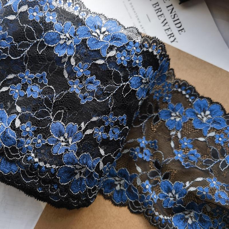 3m Deep Purple Japanese-Style Elastic Lace Trim, 16cm Wide, for Skirt Hem, Neckline, Cuffs, and Lingerie