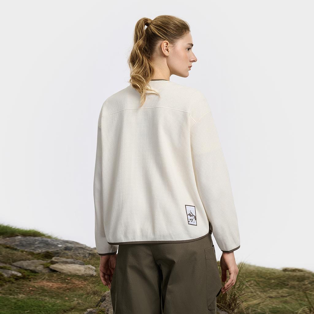 Fila Explore Fashion Minimalist Casual Outdoor Versatile Comfortable Loose Jacket Women Jackets Mother-Of-Pearl-White A11W617502FIV