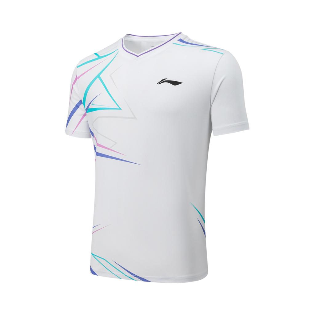 Li Ning Badminton Series Logo Line V-Neck Short Sleeve Relaxed Sports Set Unisex Sports Set AATU051-2