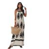 2026 new bohemian print neck dress seaside vacation beach dress women's summer loose