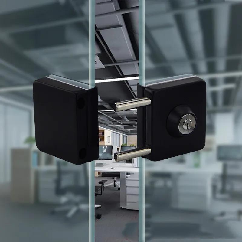 Klemvrije Glazen Deursloten Roestvrij Staal Cilindrisch Slot Frameloze Glazen Deur Hardware Kantoor Beveiligingsdeurslot