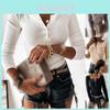 Stylish Women's V Neck Button T Shirt Tee With Long Sleeve And Soft Fabric For Everyday Wear