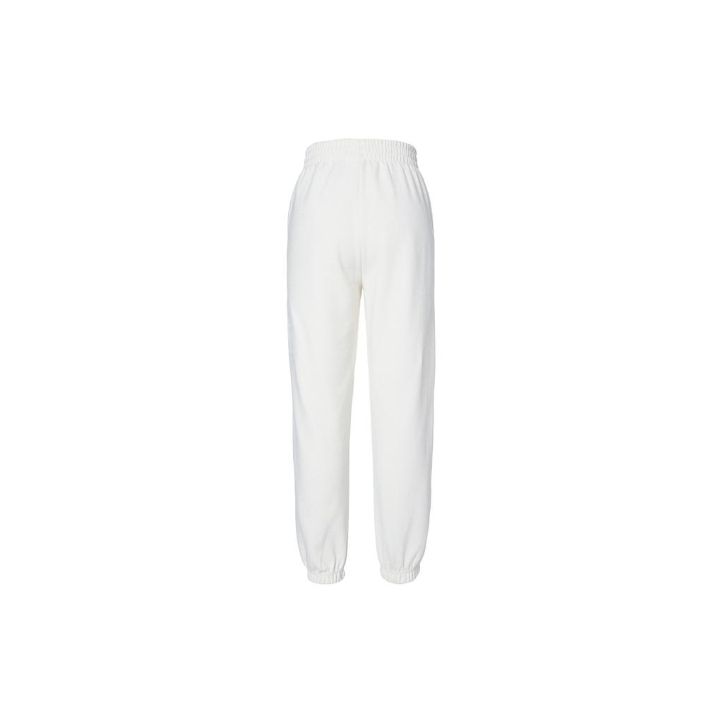 Li Ning Plain Elastic Waist Sports Pants Women Bottoms White AKLT024-4