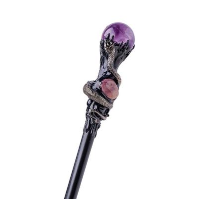 Creative Natural Crystal Magic Wand Handcrafted DIY Crystal Magic Wand Portable Durable Natural Crystal Ball Scepter Game Prop