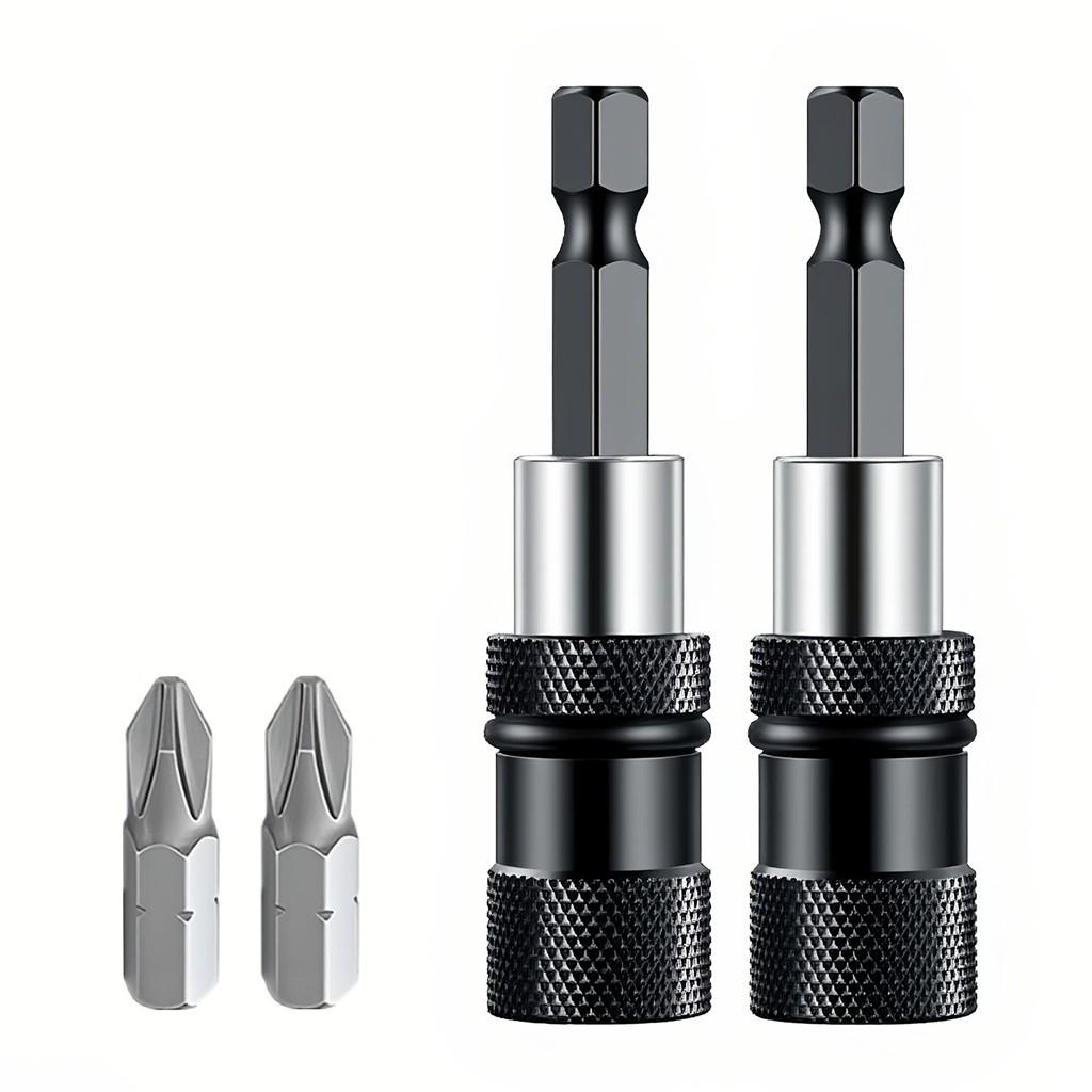

4pcs Magnetic Anti-Slip Positioning Screwdriver Bits, 1/4 Hex, Adjustable Depth, Phillips, for Flooring, Ceiling, Drywall