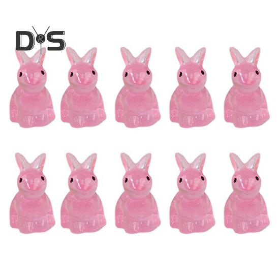10 Stück Simulation leuchtender Hase bunte umweltfreundliche Kaninchenfigur Mini-Feengarten-Ornamente