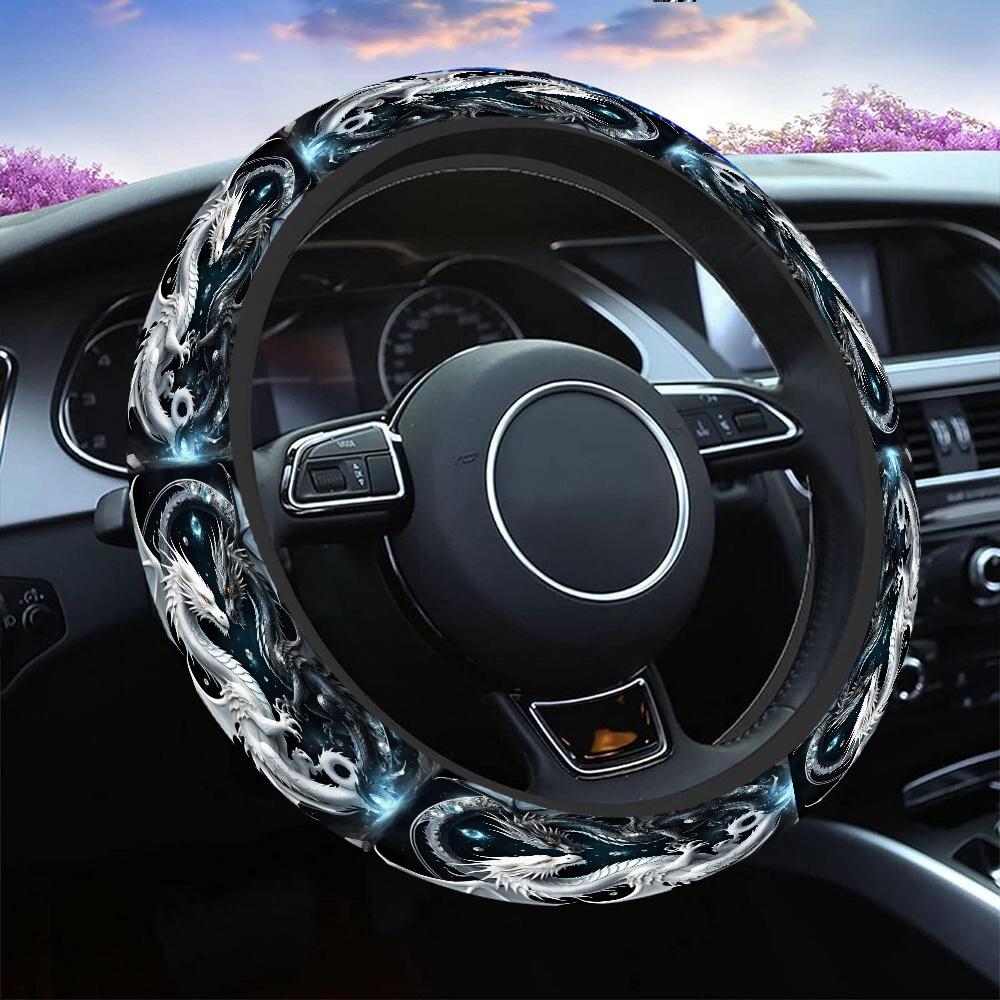 Dragon Duel Steering Wheel Covers Anti Slip Elasticity Car Accessories Steering Wheel Protector Universal 15 Inch for Cars SUV