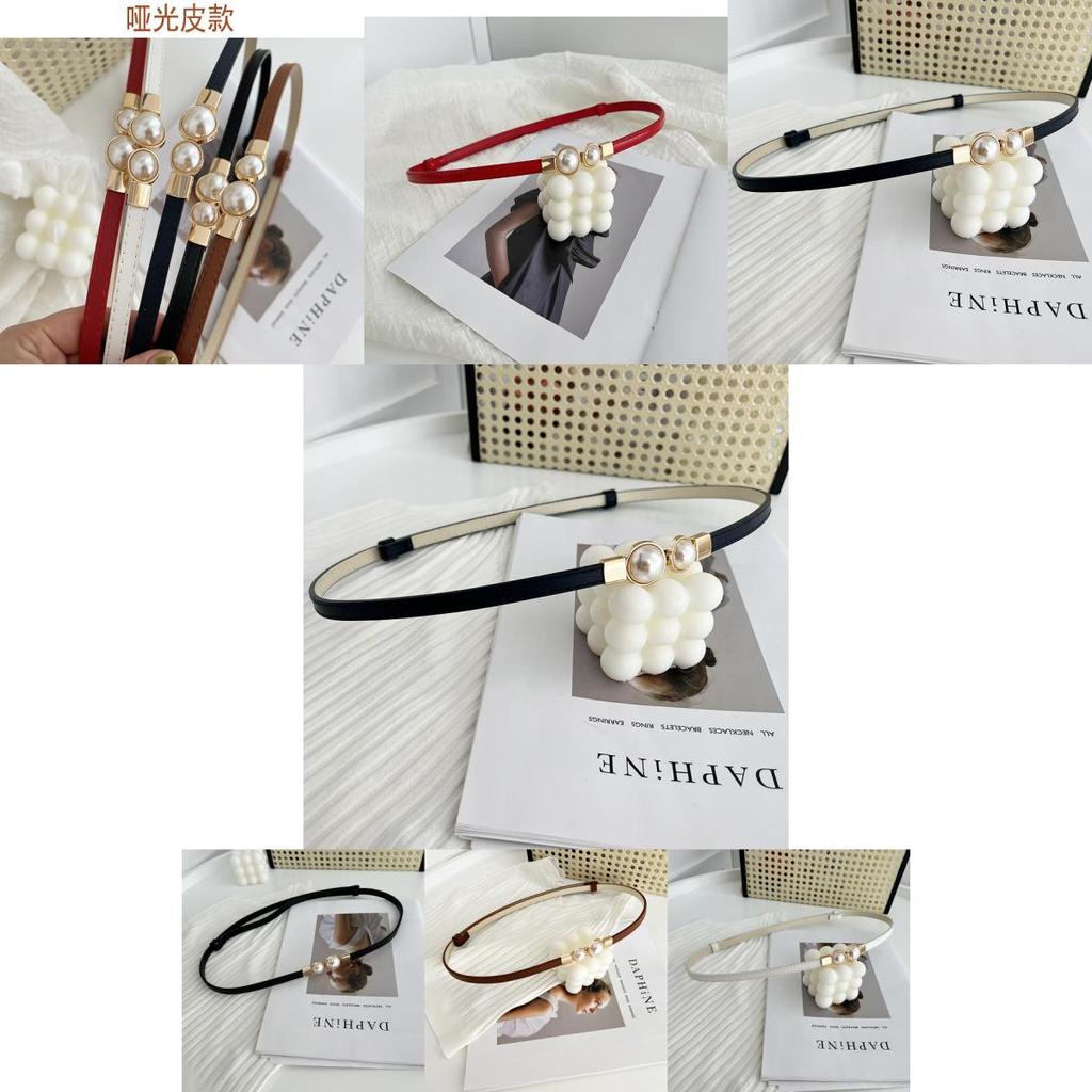 Stunning Matte Black Women's Belt With Elegant Pearl Buckle Perfect For Summer Outfits