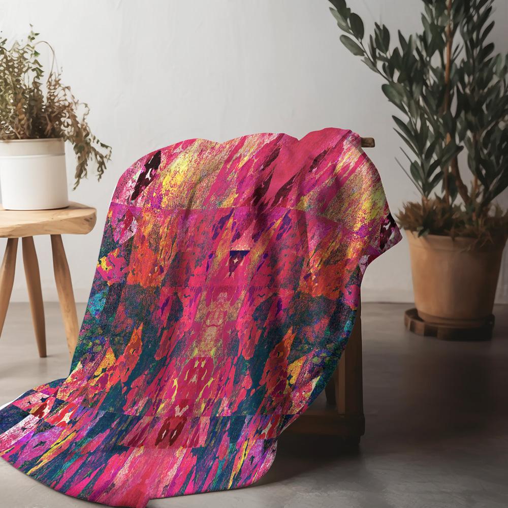 Vibrant Abstract Colorful Geometric Print Throw Blanket Sofa Bed Decorative Bedspread Gift