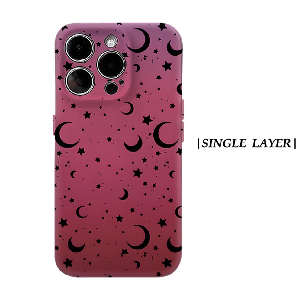 

Pink Moon and Stars Phone Case for IPhone 17AIR 16E 16 15 14 13 12 11 17 Pro Max Plus Double-layer Back Cover IPHONE17PROMAX