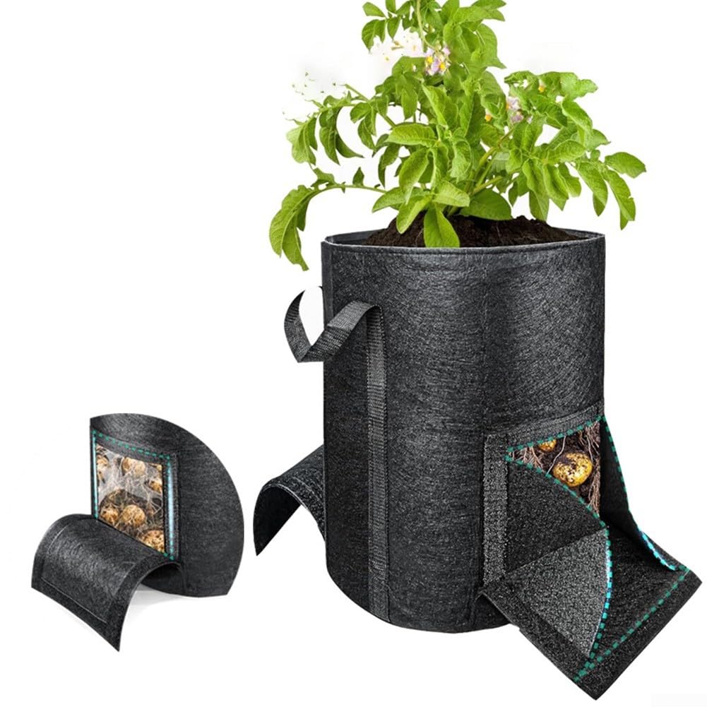 40 x 45cm 15 Gallon Potato Growing Bag Thickened Felt Planter Reusable Non-Woven Fabric Container for Garden A
