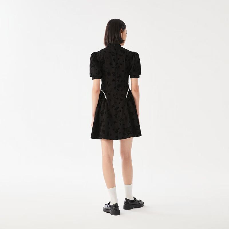 VEROMODA 2025 Summer New Chinese Style Qipao Dress with Hollow Puff Sleeves