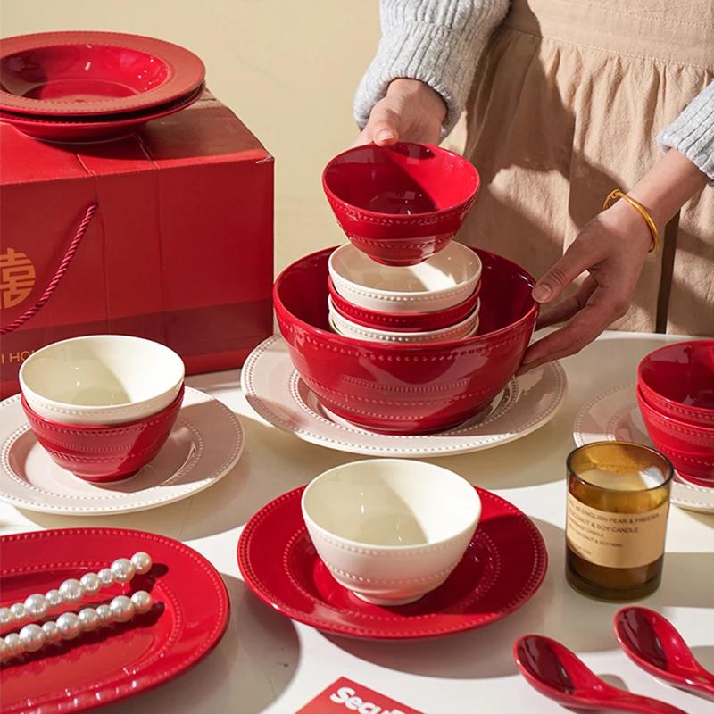 Leichter Luxus Hochzeit Keramikteller Hochwertige Vollfarbige Relief Speiseteller Haushalt Täglich Party Kuchen Dessert und Snackteller