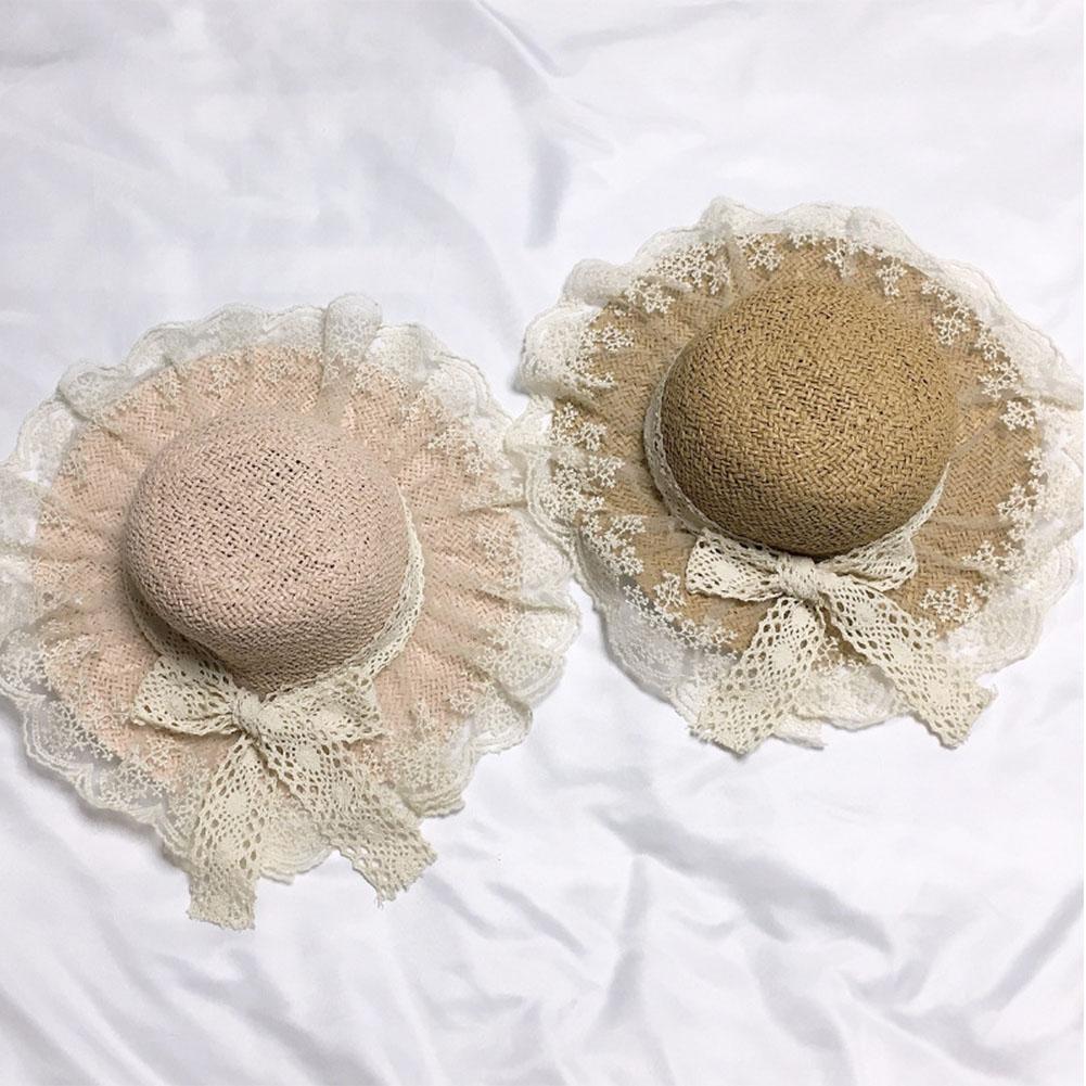Children Straw Hat Girls Lace Beach Sunscreen Summer Hat