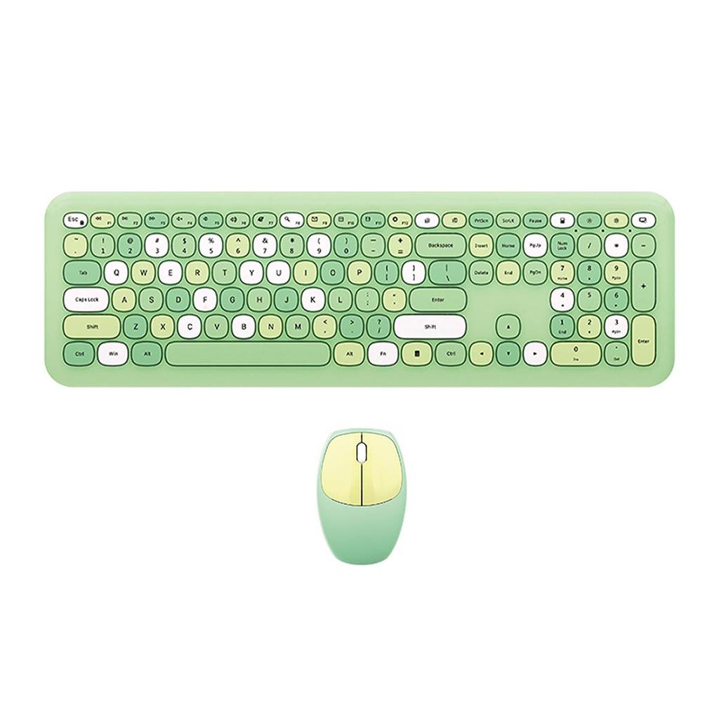 Mofii Drahtlose Maus und Tastatur Set Runde Tastenkappen Farbe Tastatur Frauen Büro Drahtlose Tastatur Volle Größe Schreibmaschinentastatur