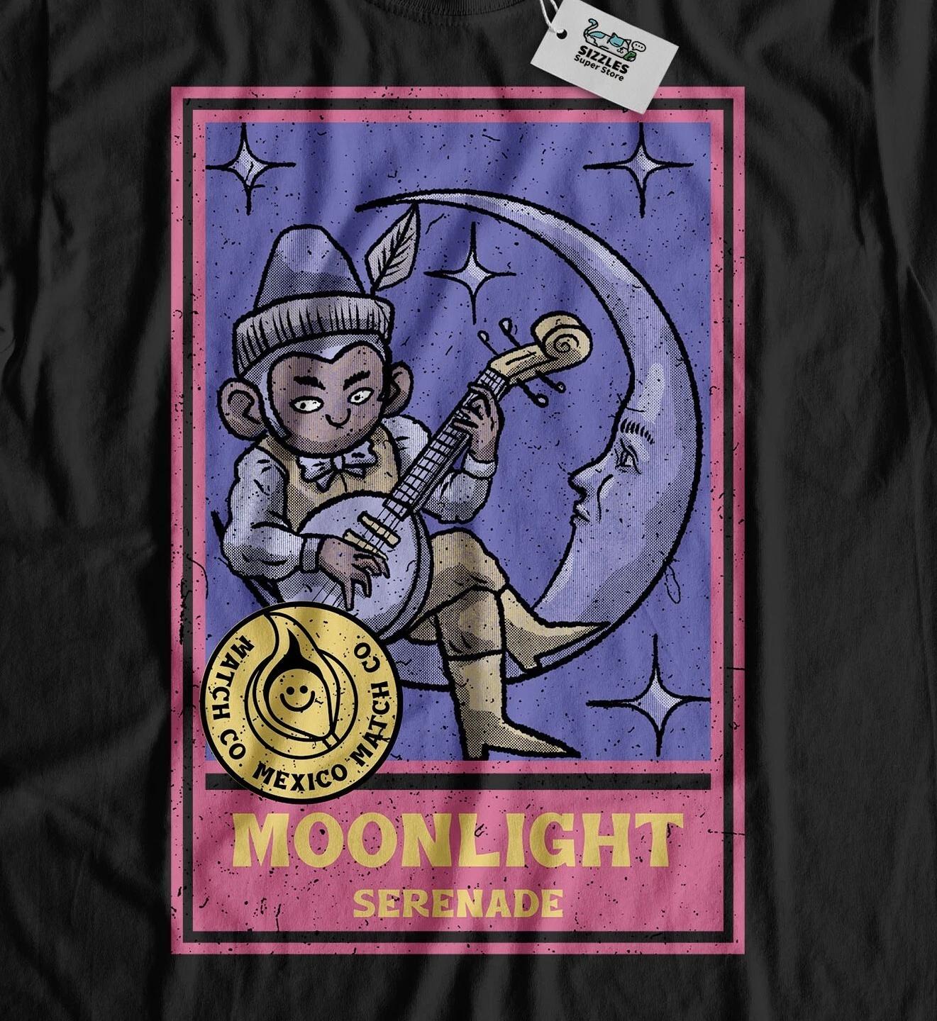 Unisex Man On The Moon T-Shirt Elf Playing Banjo On The Moon Gifts 2XL