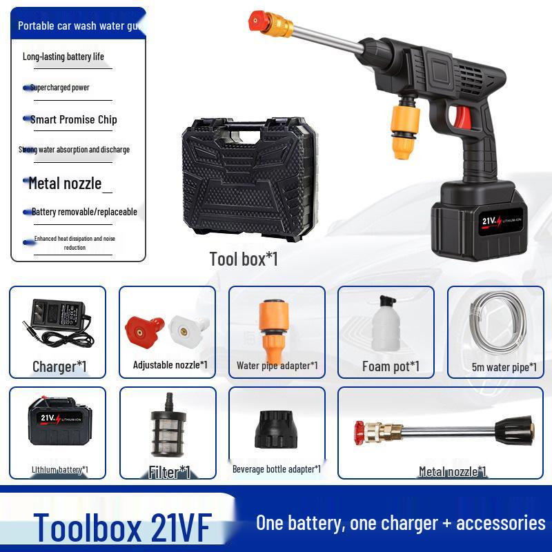 Portable High-Pressure Wireless Car Wash Machine with Lithium Battery