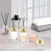 Clear Qtip Holder Bathroom Jar Set with Tray Acrylic Storage Organizer Plastic Apothecary Jars Qtip Dispenser Canister with Lid