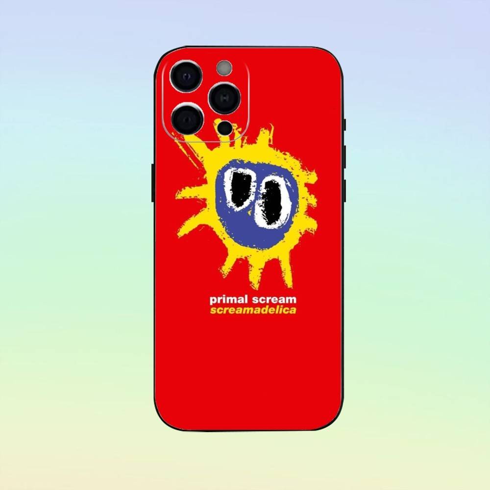 

Band P-Primal S-Scream Phone Case For iPhone 17,16,15,14,13,12,11 ,Soft Silicone Black Cover iPhone14Pro