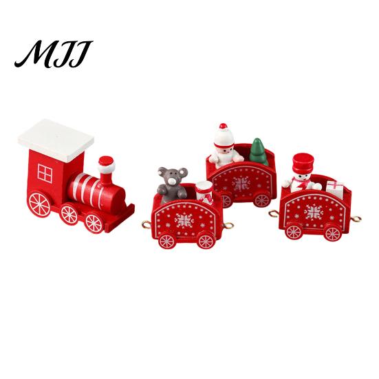 Christmas Party Table Centerpieces Wooden Train Decoration, Painted Mini Ornament with Snowman Tree Reusable Holiday Decorations Bear, Tabletop Mantel