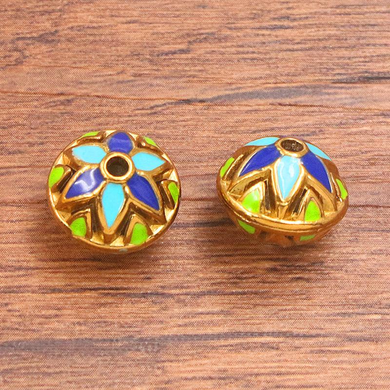 Stainless steel gold round enamel color isolation bead oil pendant