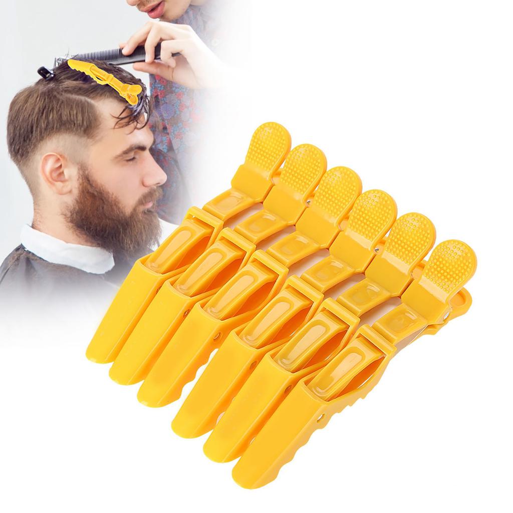 6Pcs Crocodile Hair Clip Anti slip Single Prong Hairdressing Hair Section Claw Clasps Yellow