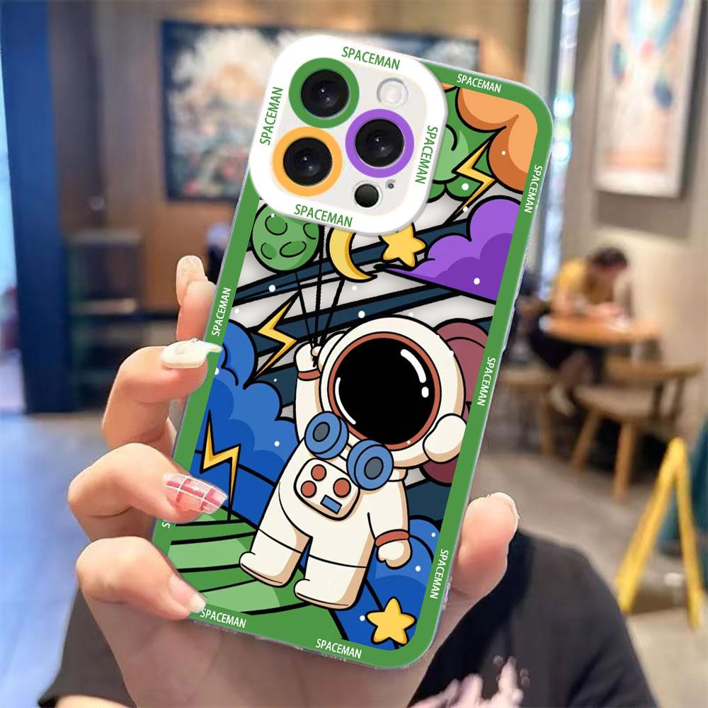 

Astronaut Space Spaceman Cover Clear Phone Case For iPhone Apple 17 AIR 16E 16 15 14 12 13 11 Pro Max Plus XR TPU DIY Shell Case IPHONEXR