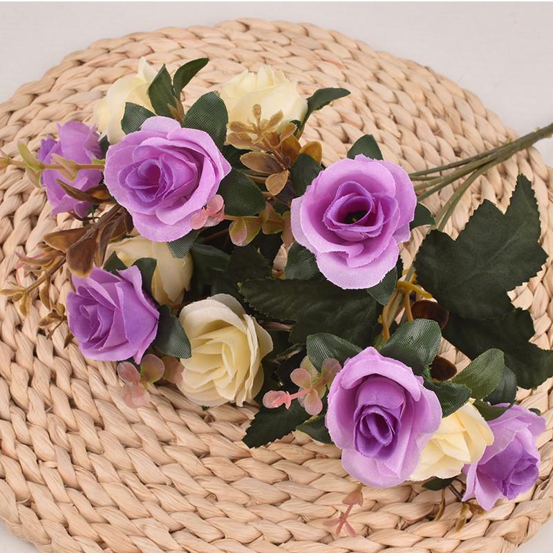 Elegant Rose Artificial Flower Bundle With Durable Silk For Home And Wedding Use