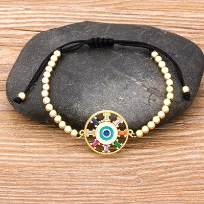 

Nidin Men Trendy Turkish Evil Eye Handmade Beads Bracelet Pave CZ Eye Lucky Rope Bracelet Adjustable Female Party Jewelry Gifts